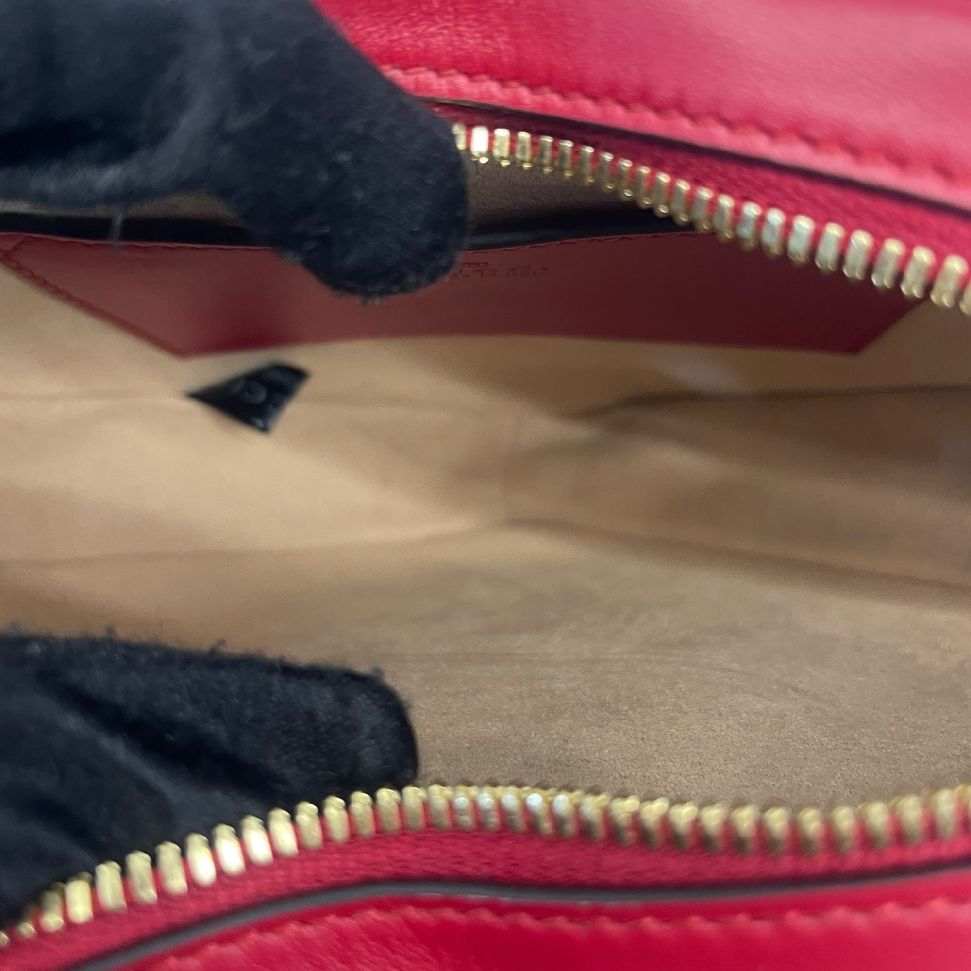 Gucci Red Leather Interlocking G Mini Heart Shoulder Bag