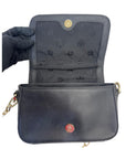 Tory Burch Black Leather and Suede Patchwork Robinson Chain Shoulder Bag