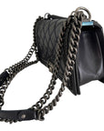 Chanel Midnight Quilted Leather Medium Wild Stitch Chain Boy Top Handle Bag