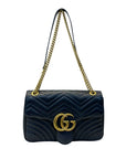 Gucci Black Quilted Leather GG Marmont Medium Matelasse Shoulder Bag