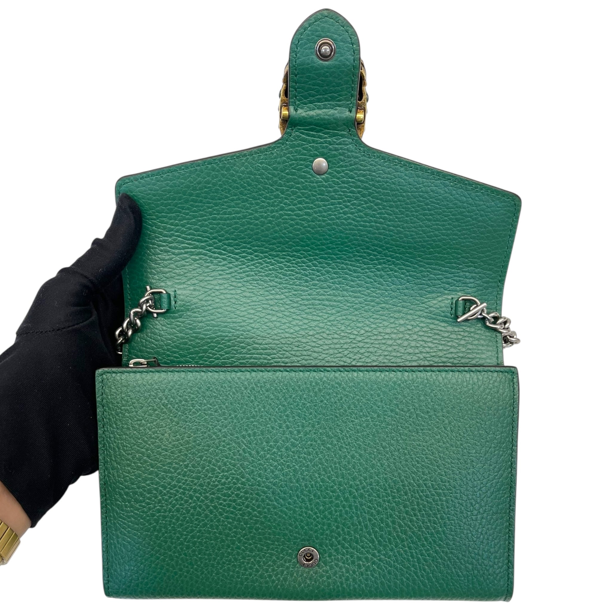 Gucci Green Leather Small Dionysus Shoulder Bag