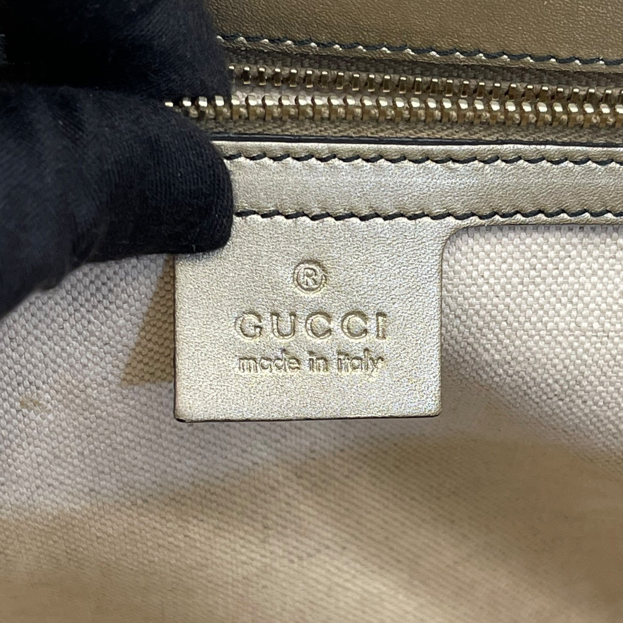 Gucci Metallic Beige Guccissima Leather Emily Chain Shoulder Bag