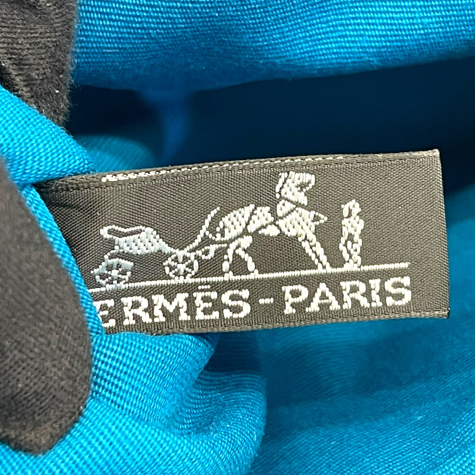Hermes Blue/Brown Canvas and Leather Herbag Zip Bag
