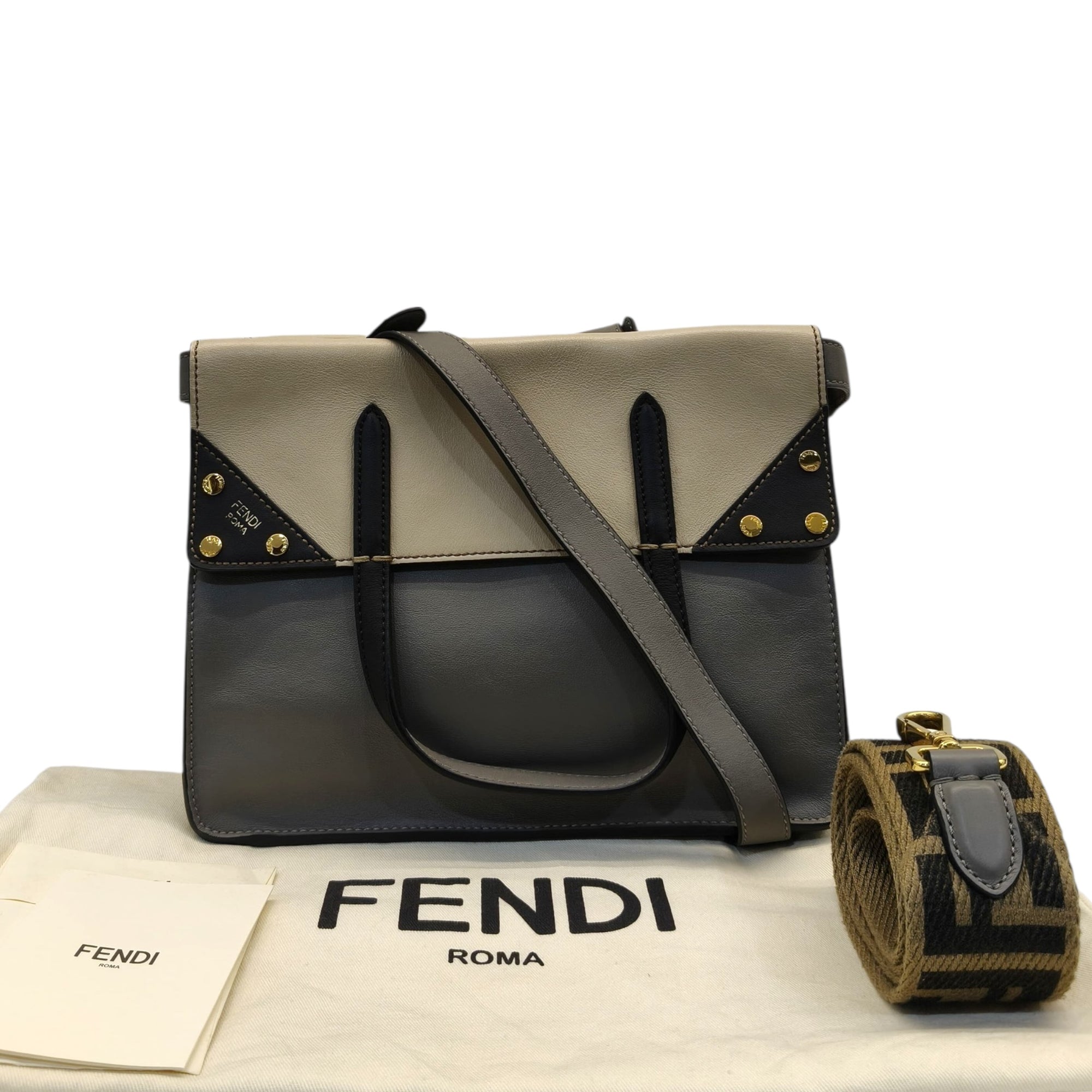 Fendi Tri-Color Grace Leather Flip Bag