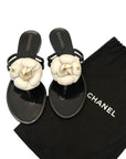 Chanel Cream/Black Jelly Camellia Thong Sandals EU 36