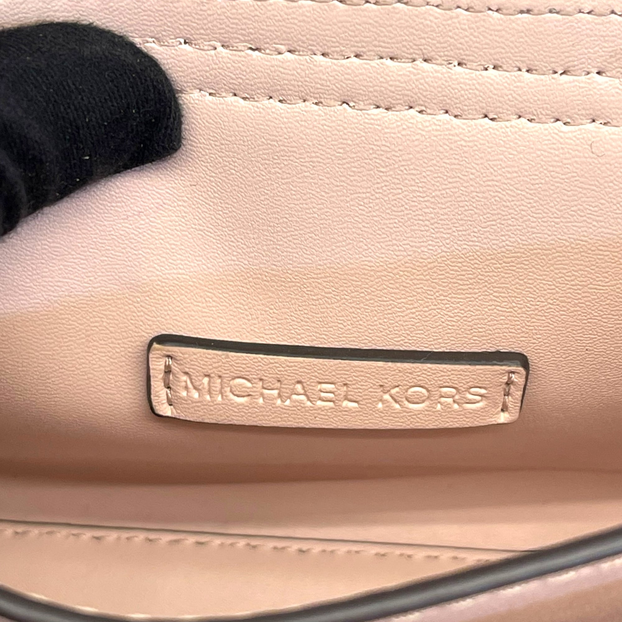 Michael Kors White/Pink Signature Coated Canvas And Leather Small Lita Crossbody Bag