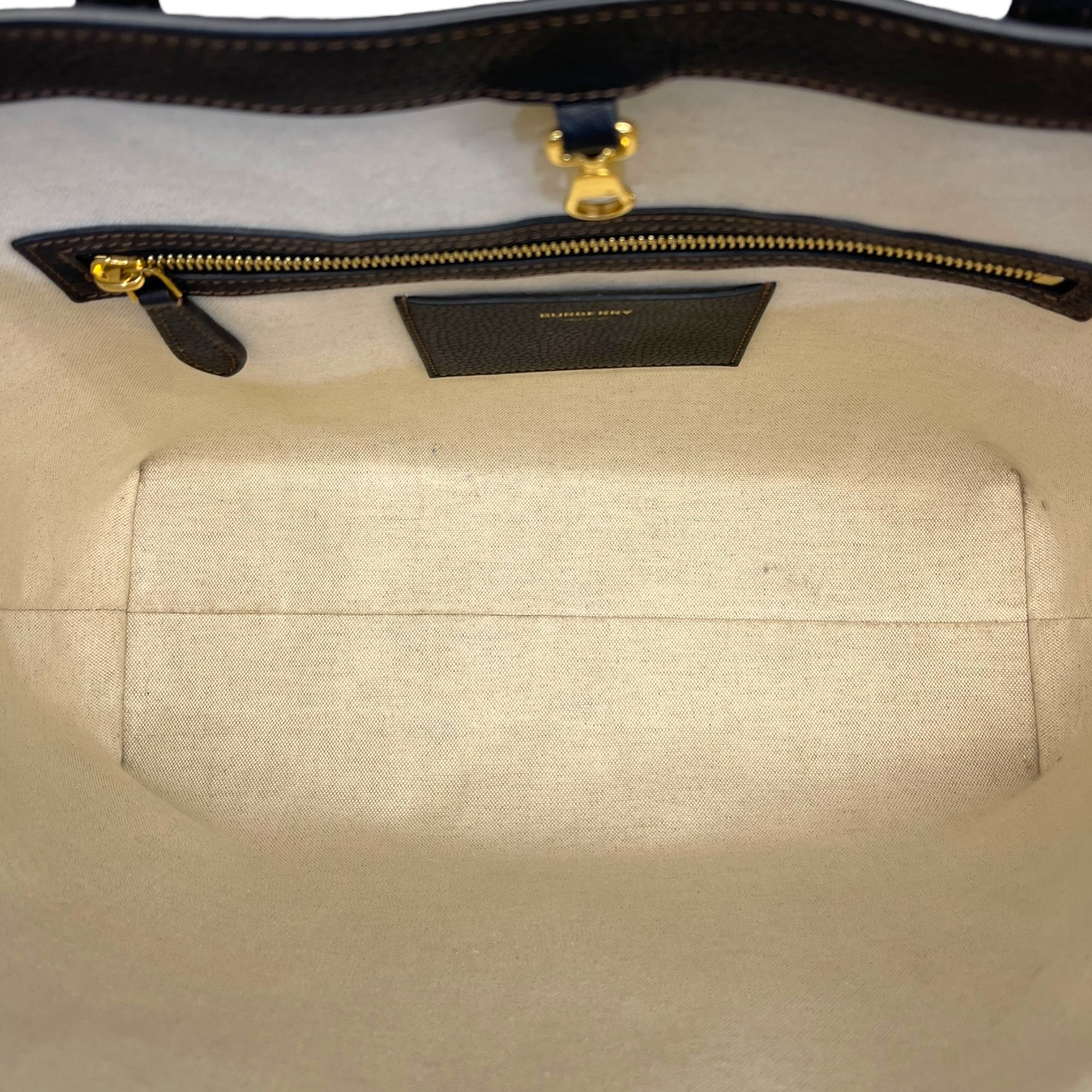 Burberry TB Monogram Tote in Black Leather