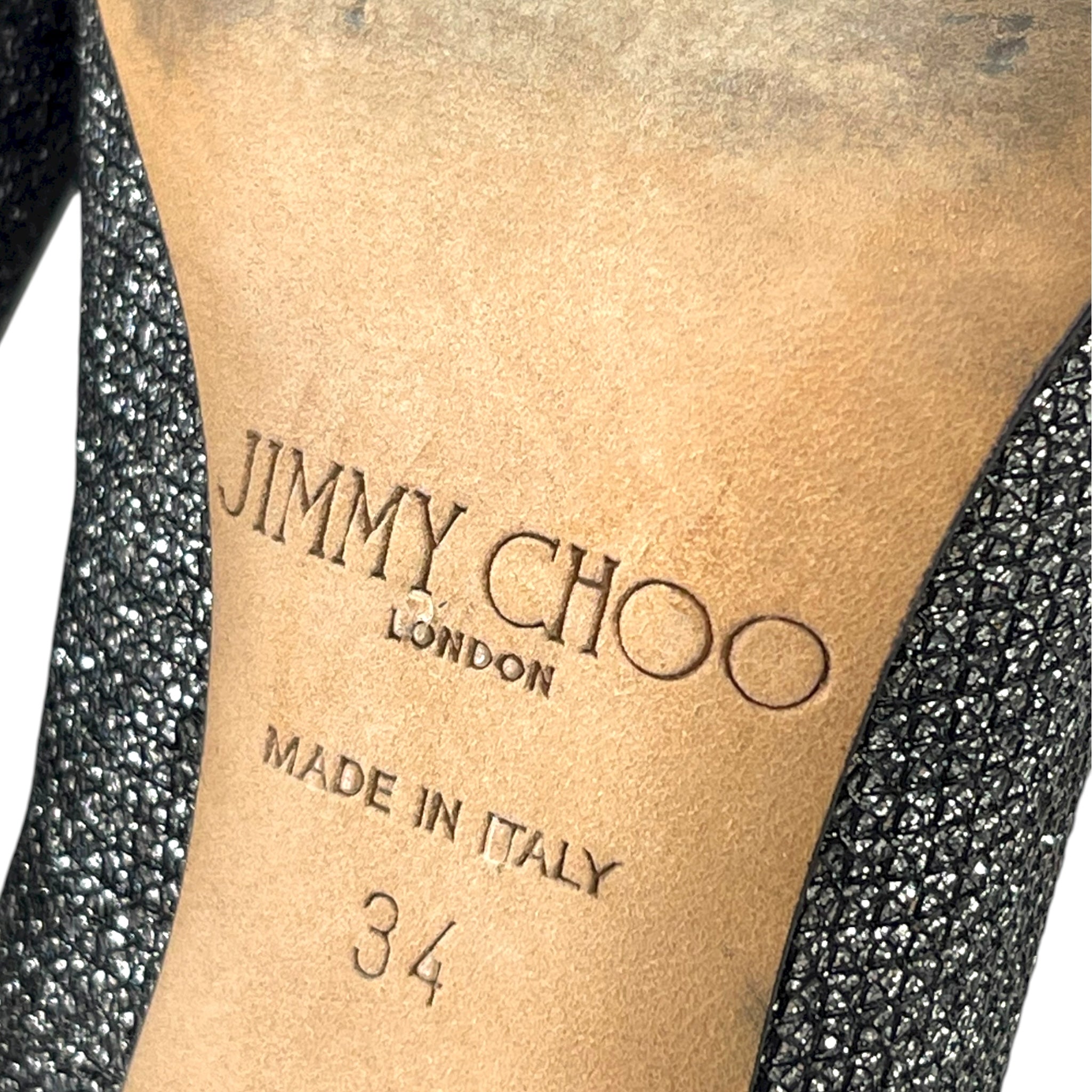 Jimmy Choo Romy Pointed Toe Black Glitter Pumps EU 34