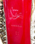 Christian Louboutin Lady Peep Toe Spikes Gold Python Leather Platform Pumps EU 38