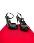 Christian Louboutin Black Croc Embossed Sandals EU 37.5