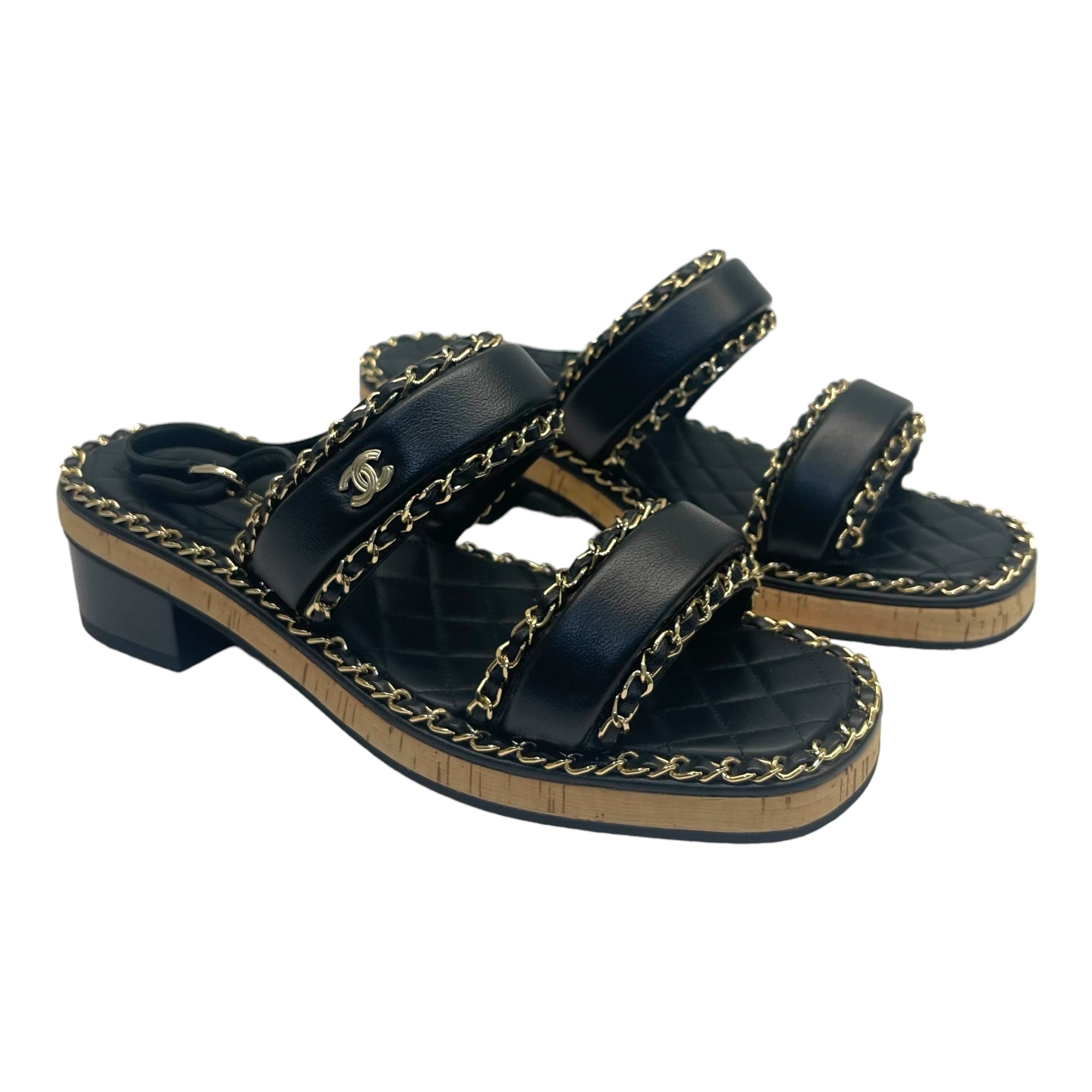 Chanel Black CC Chain Slides Sandal EU 41C