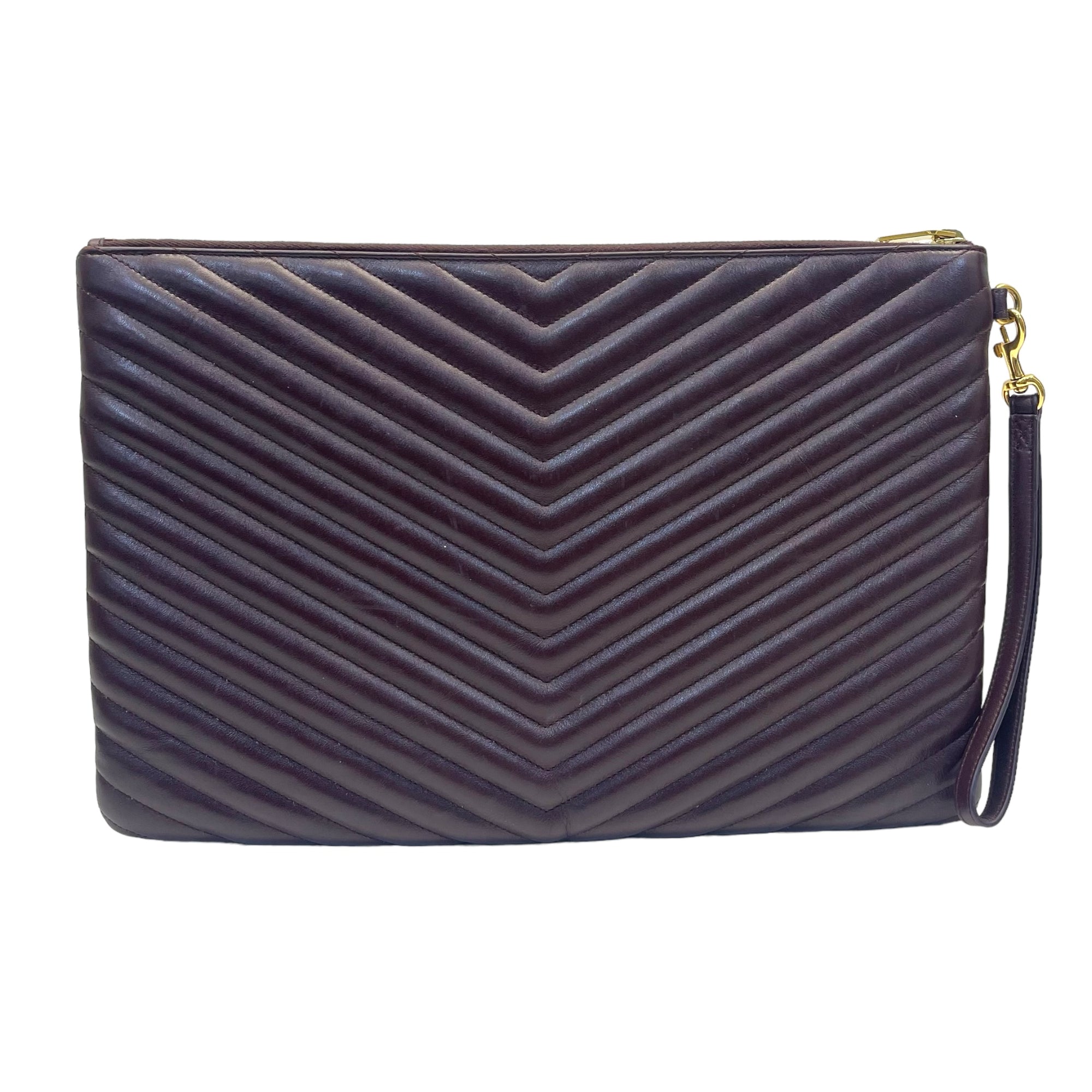 Yves Saint Laurent Burgundy Matelasse Leather document Holder