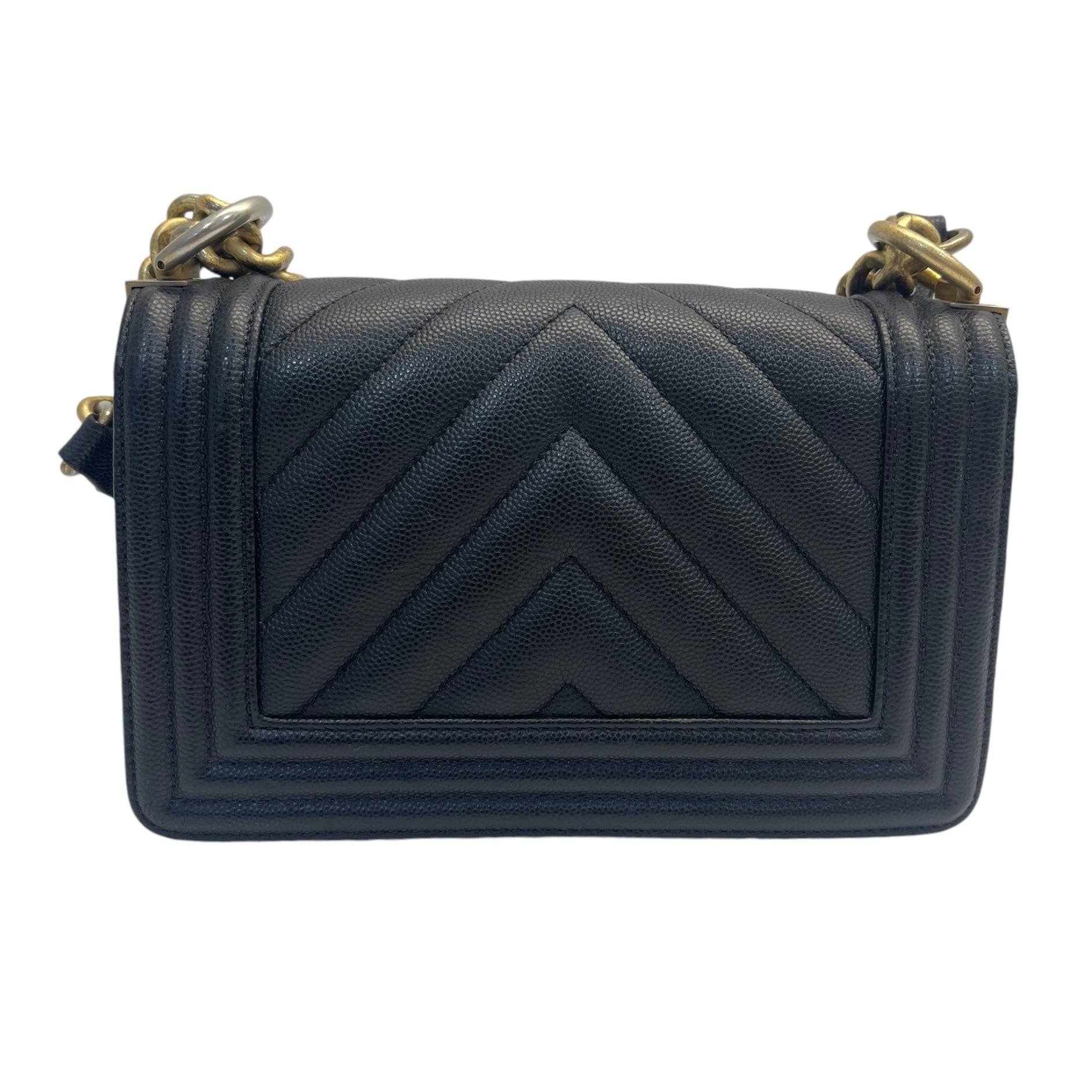 Chanel Boy Bag Small in Chevron Quilted Calfskin Black