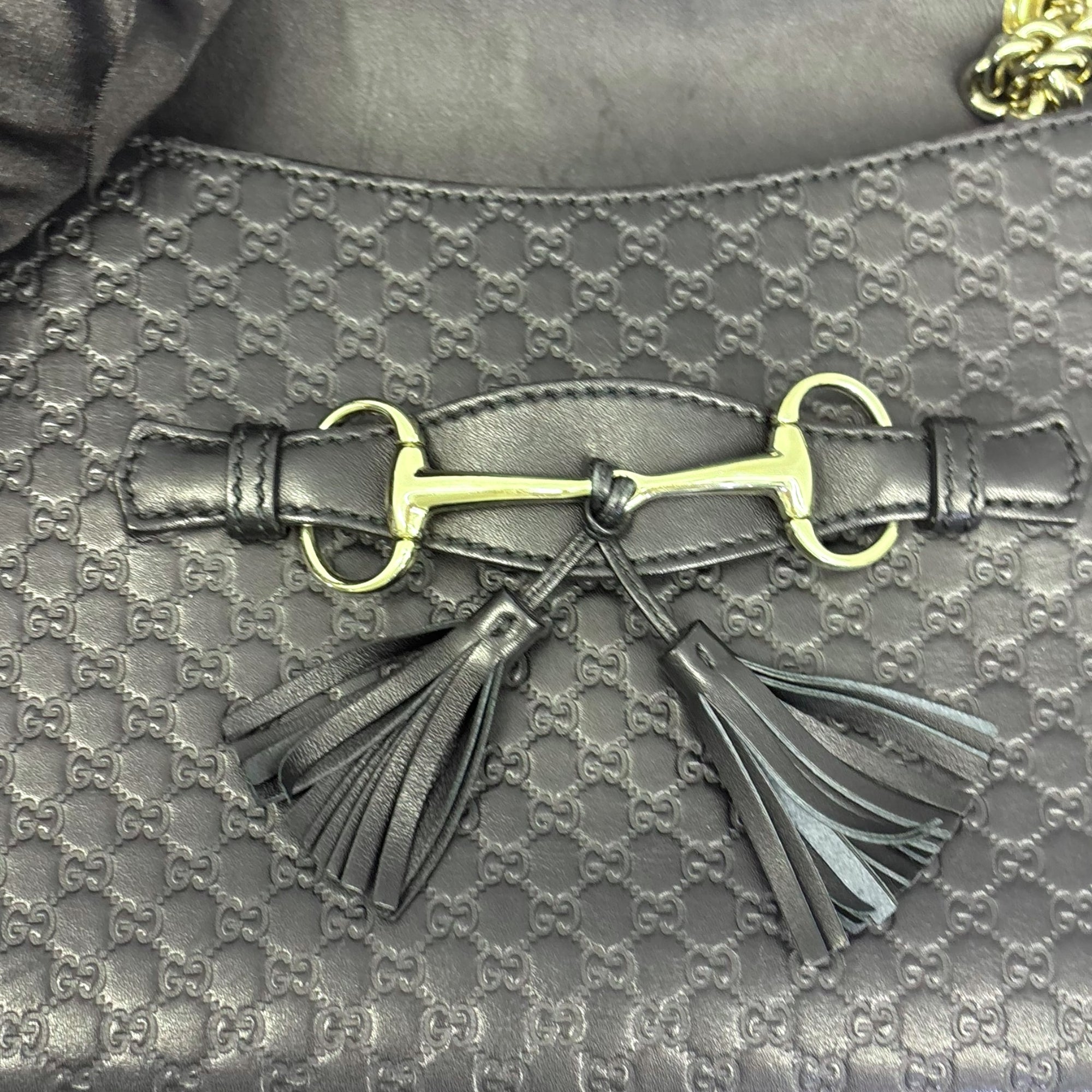 Gucci Emily Black Guccissima Leather Shoulder Bag