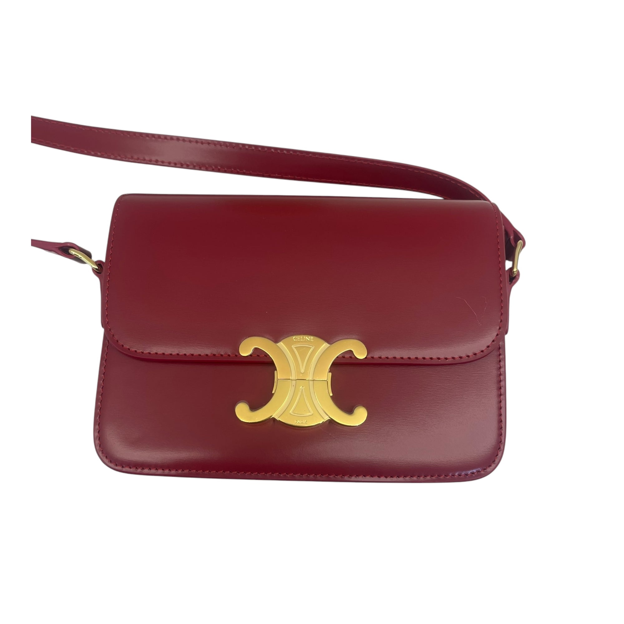 Celine Red Calfskin Leather Crossbody Bag