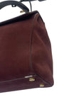 Yves Saint Laurent Burgundy/Black Suede and Leather Medium Moujik Tote Bag