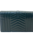 Yves Saint Laurent Dark Green Chevron Quilted Leather Envelope Flap Bag