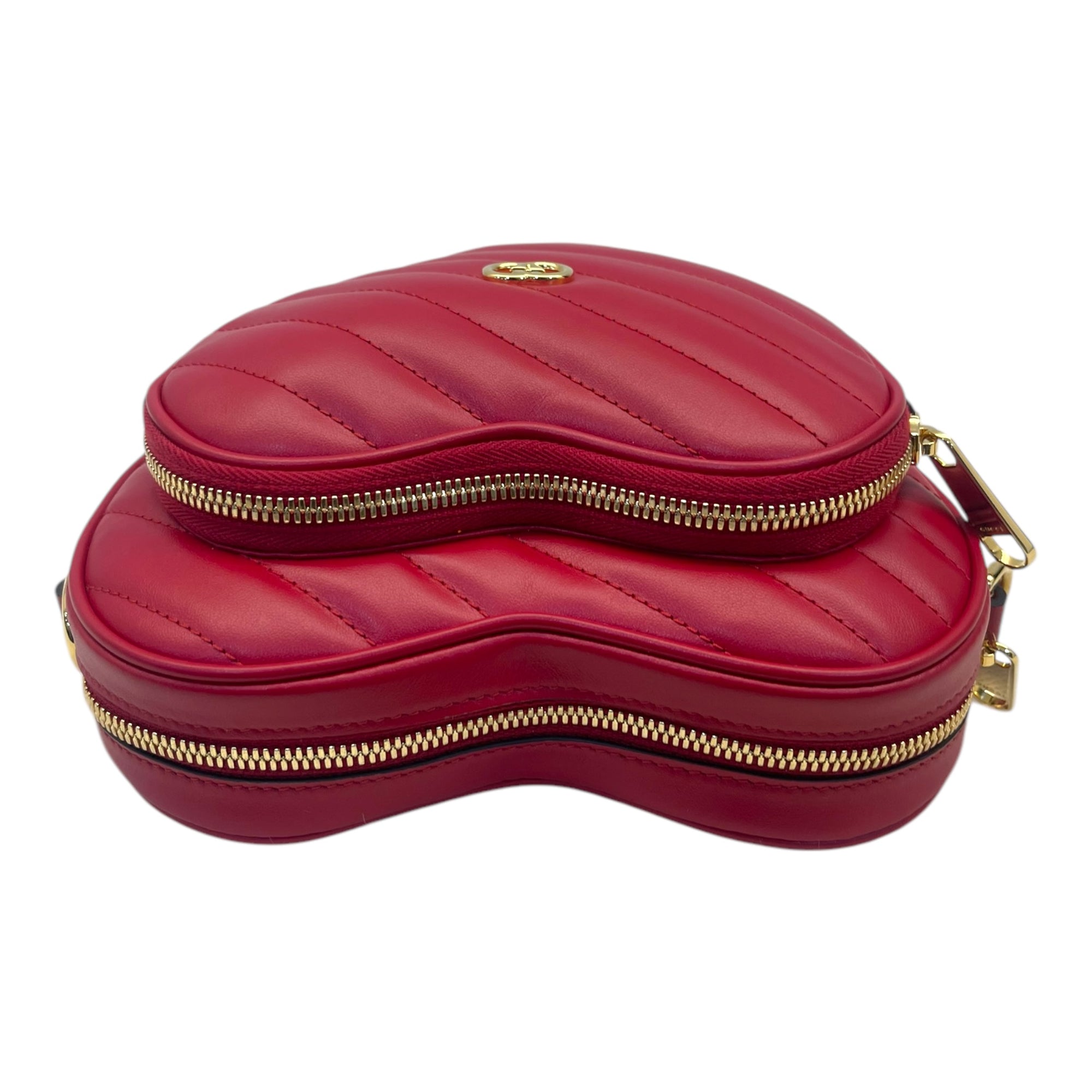 Gucci Red Leather Interlocking G Mini Heart Shoulder Bag