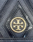 Tory Burch Black Leather and Suede Patchwork Robinson Chain Shoulder Bag