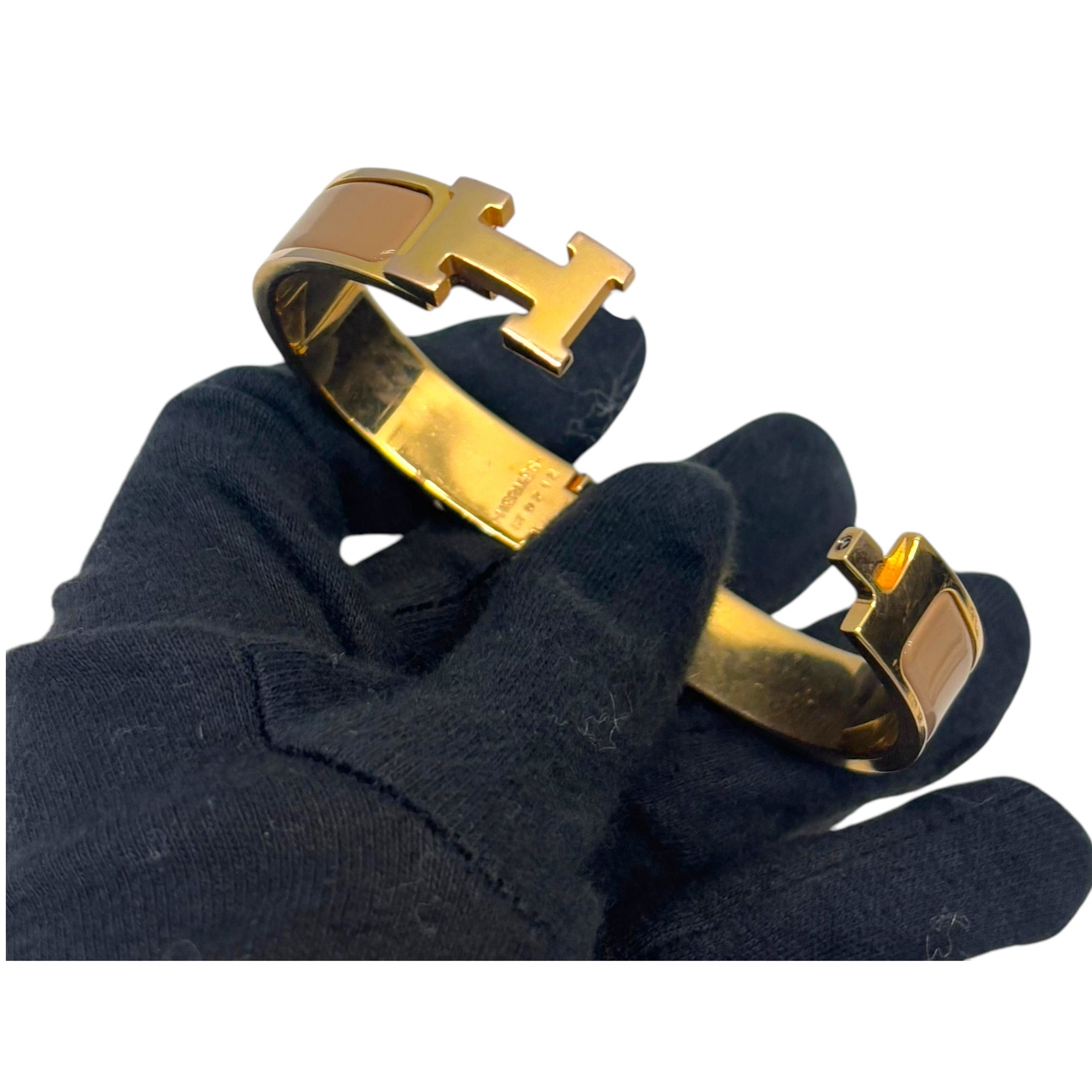 Hermes Clic Clac H Enamel Gold Plated Bracelet