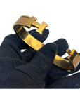 Hermes Clic Clac H Enamel Gold Plated Bracelet