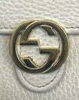 Gucci Cream Leather Interlocking G Flap Chain Clutch
