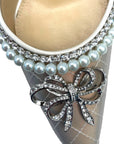 Mach & Mach Bow of Elizabeth Imitation Pearl Iridescent Pointed Toe Pump EU 39