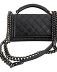 Chanel Midnight Quilted Leather Medium Wild Stitch Chain Boy Top Handle Bag