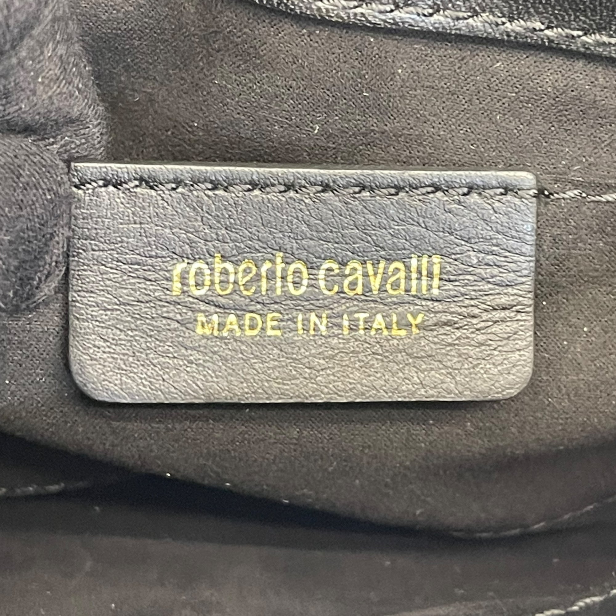 Roberto Cavalli Black Leather Crossbody Bag