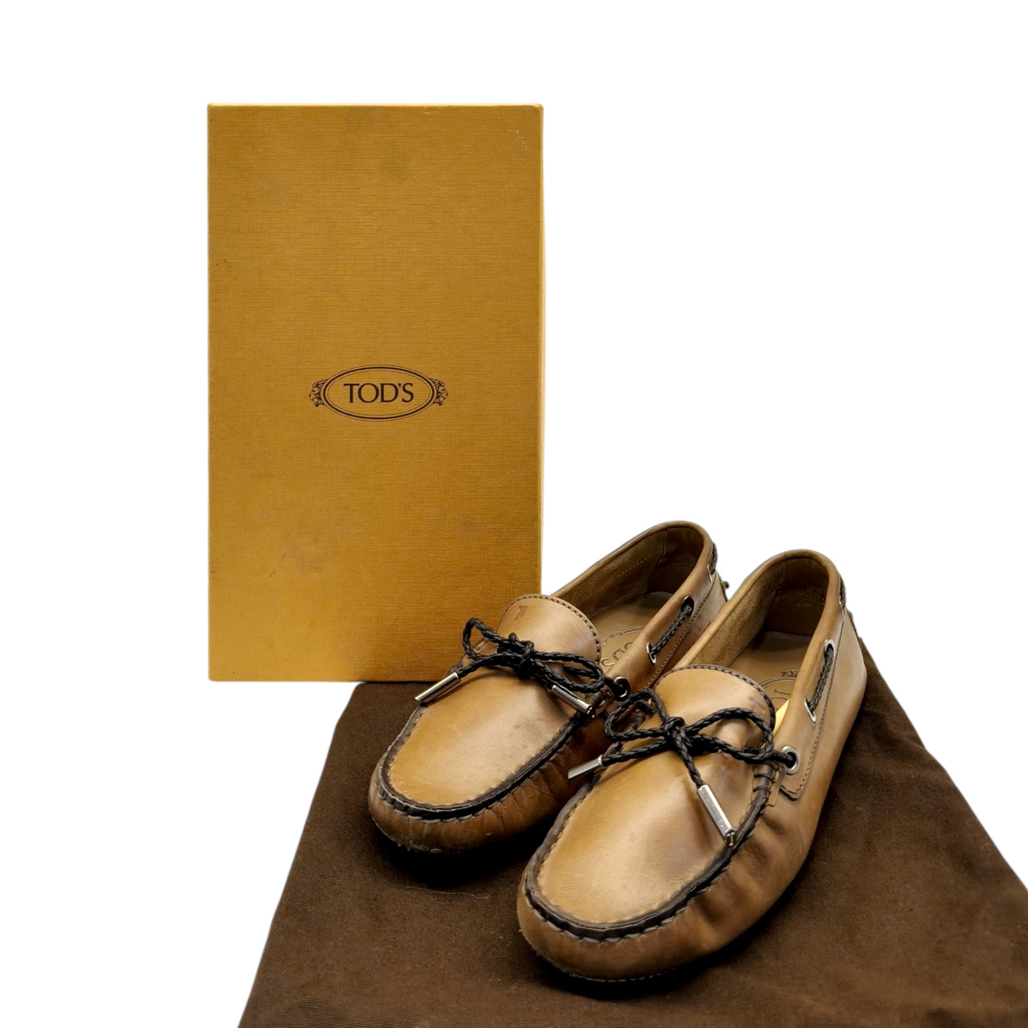 Tod's Gommini Bow Brown Leather Women Loafers EU 36.5