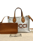 Gucci Mini Tote Bag With Gucci Print Beige Brown