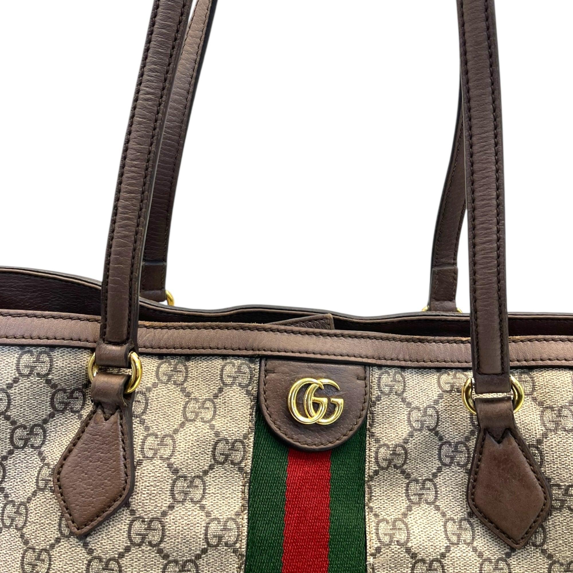 Gucci GG Supreme Ophidia Canvas and Leather Medium Tote Bag