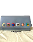Fendi Grey Leather Studded Wallet On Chain