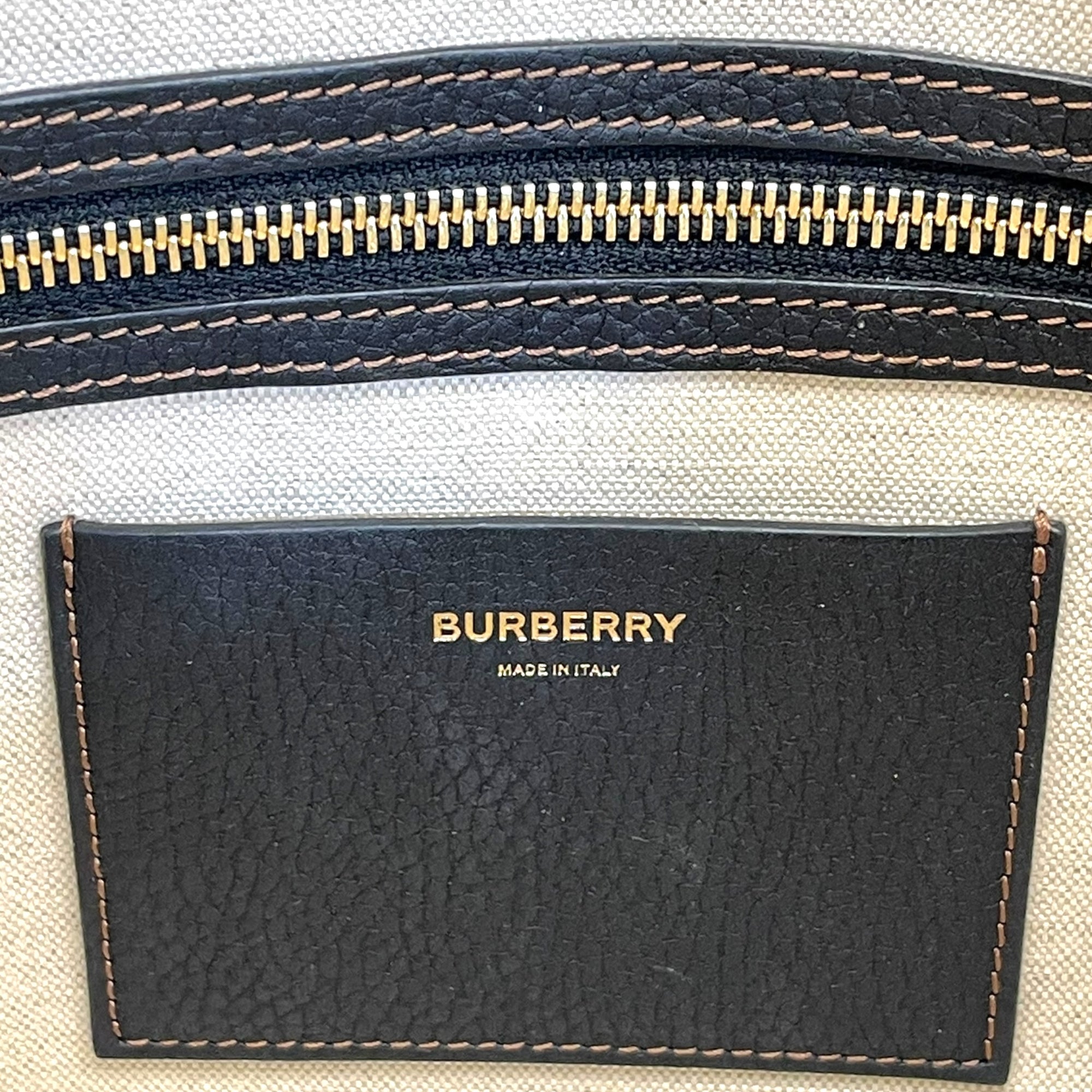 Burberry TB Monogram Tote in Black Leather