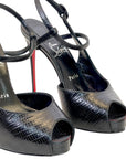Christian Louboutin Black Croc Embossed Sandals EU 37.5