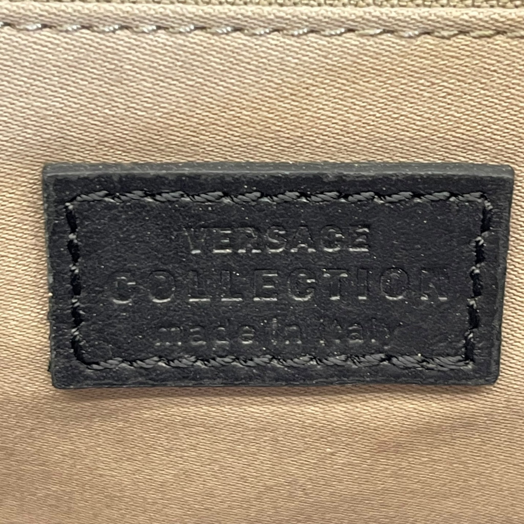 Versace Gold-tone Medusa Head Emblem Black Leather Wallet