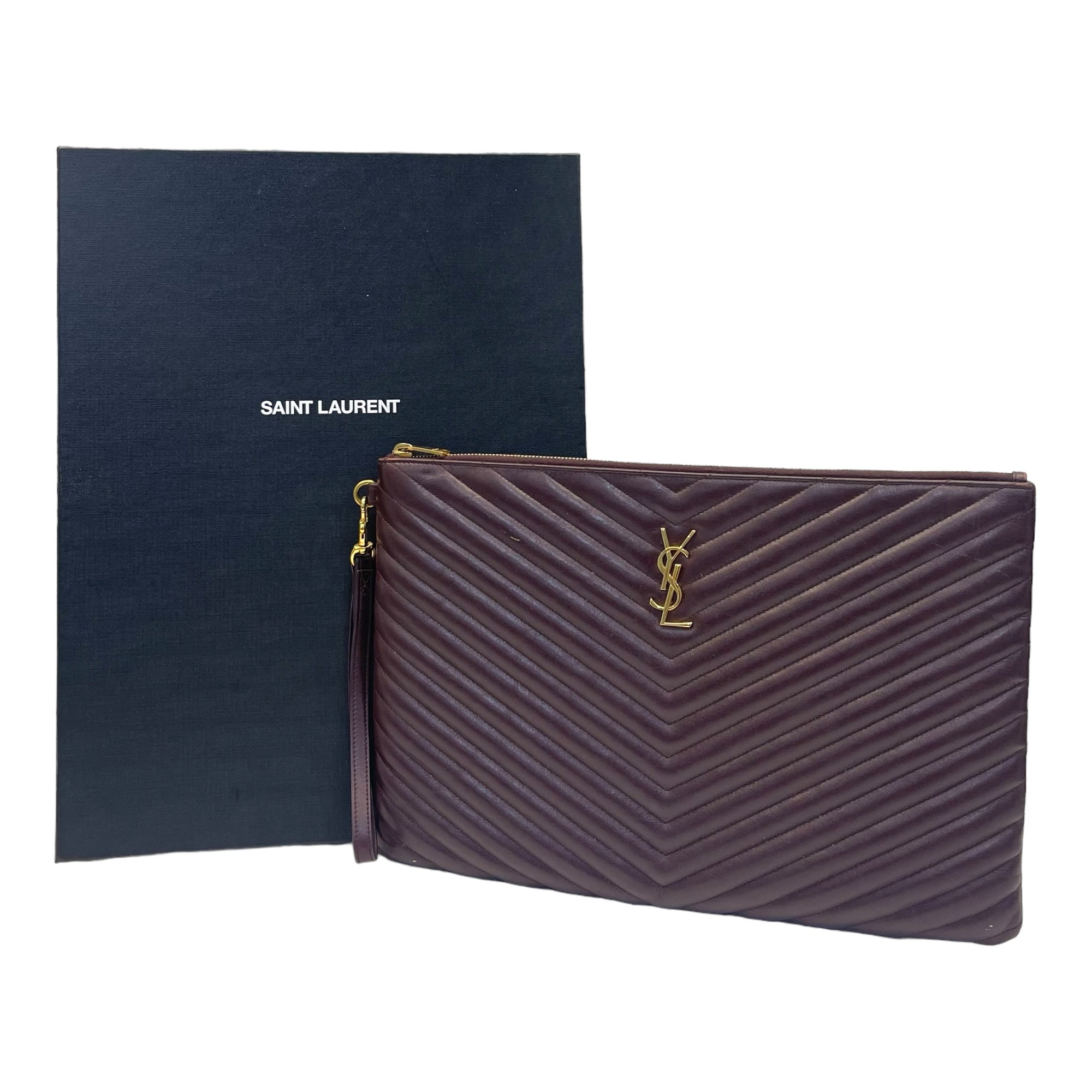 Yves Saint Laurent Burgundy Matelasse Leather document Holder