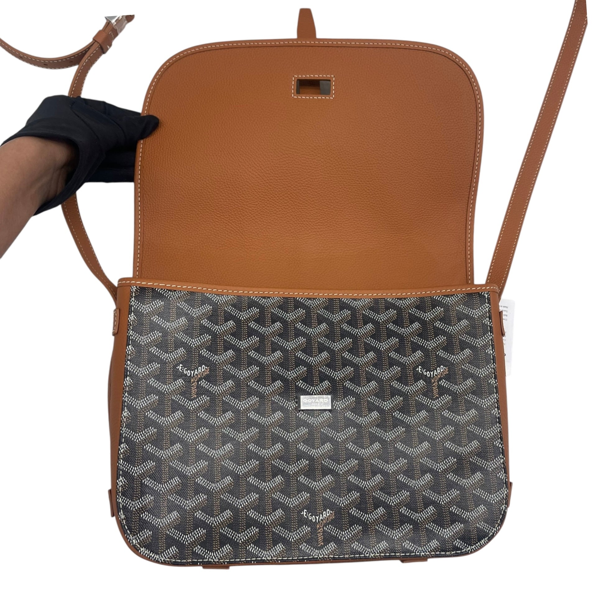 Goyard Belvedere Black/Tan Canvas PM Bag