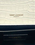 Saint Laurent White Croc Embossed Leather Small Kate Tassel Crossbody Bag