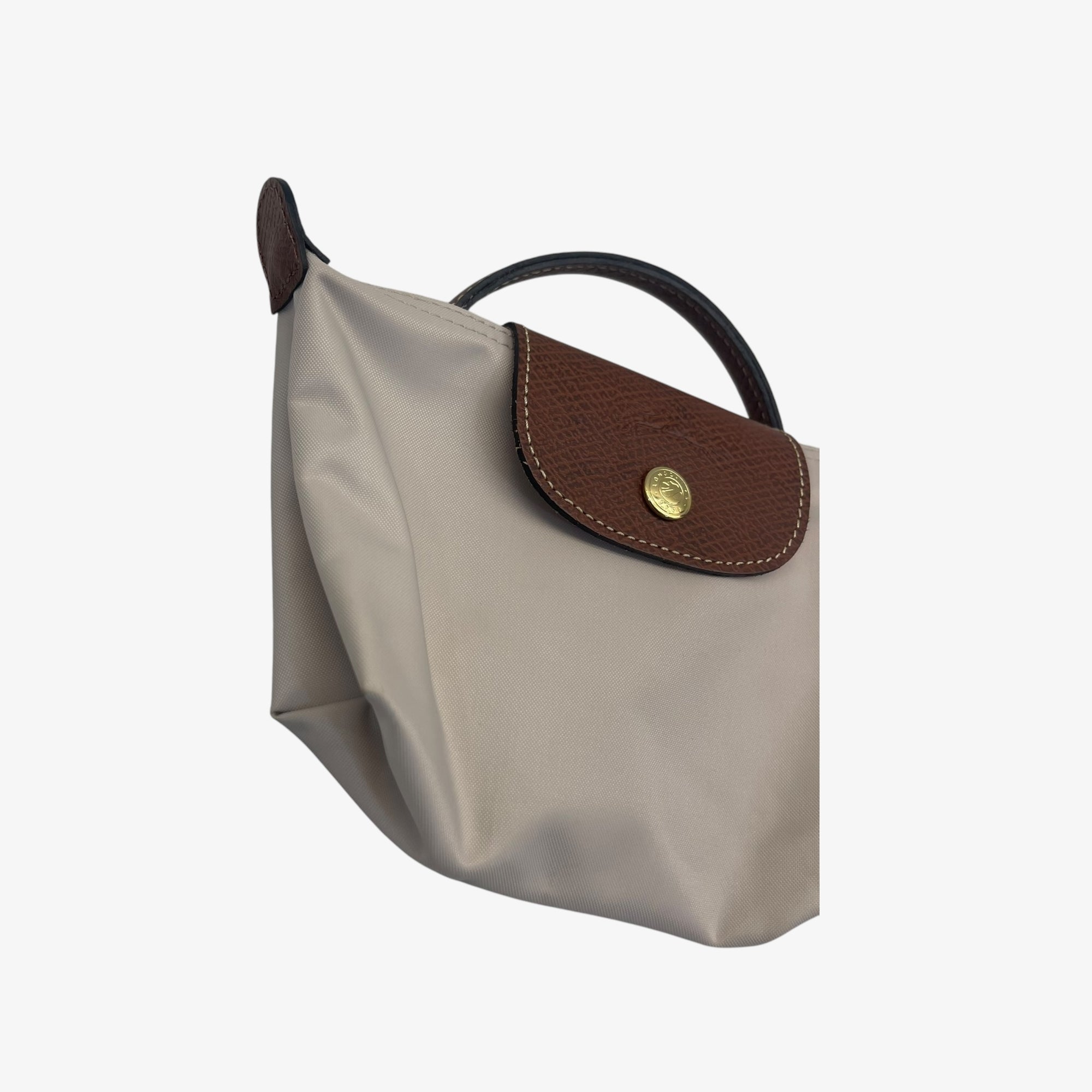 Longchamp Off White Nylon Le Pliage Handle Pouch