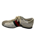 Gucci Off White Guccissima Leather and Suede Web Low Top Sneakers EU 43