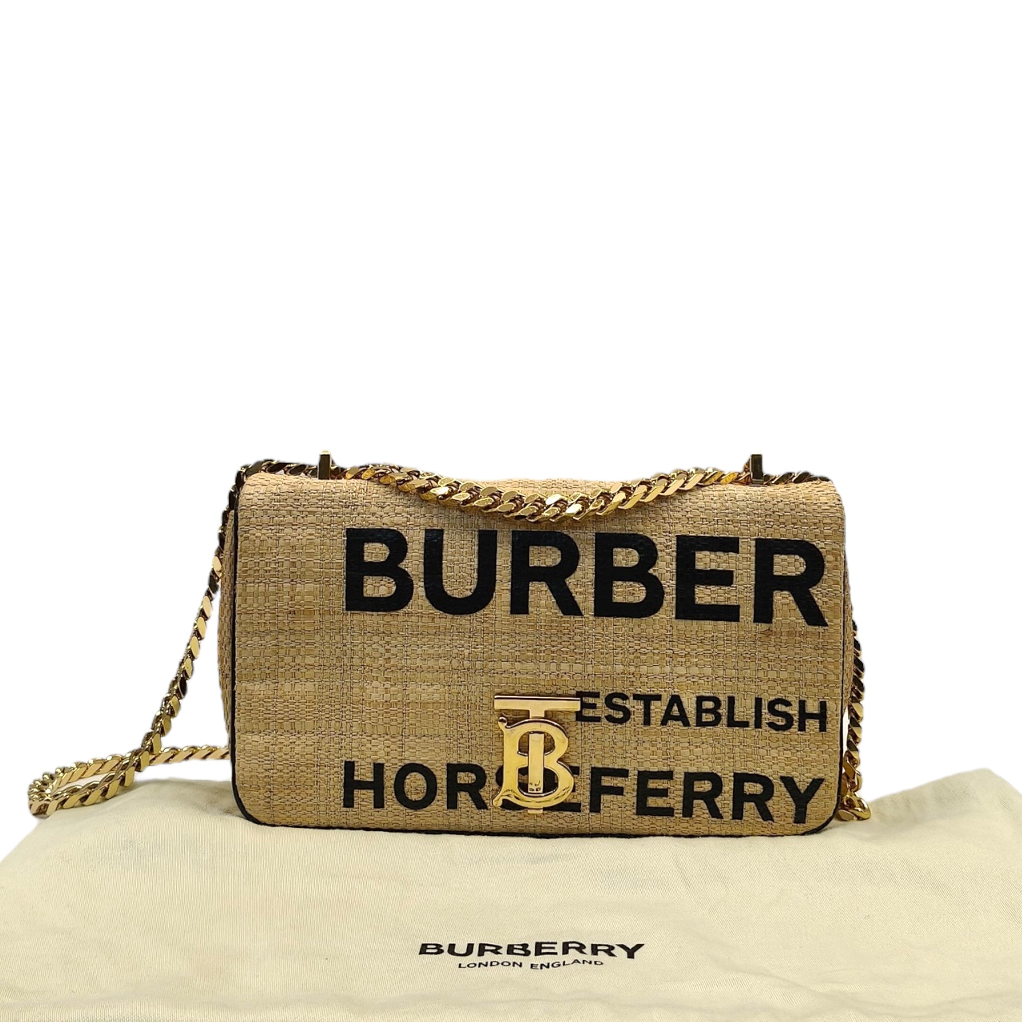 Burberry Lola Raffia Horseferry Shoulder Bag
