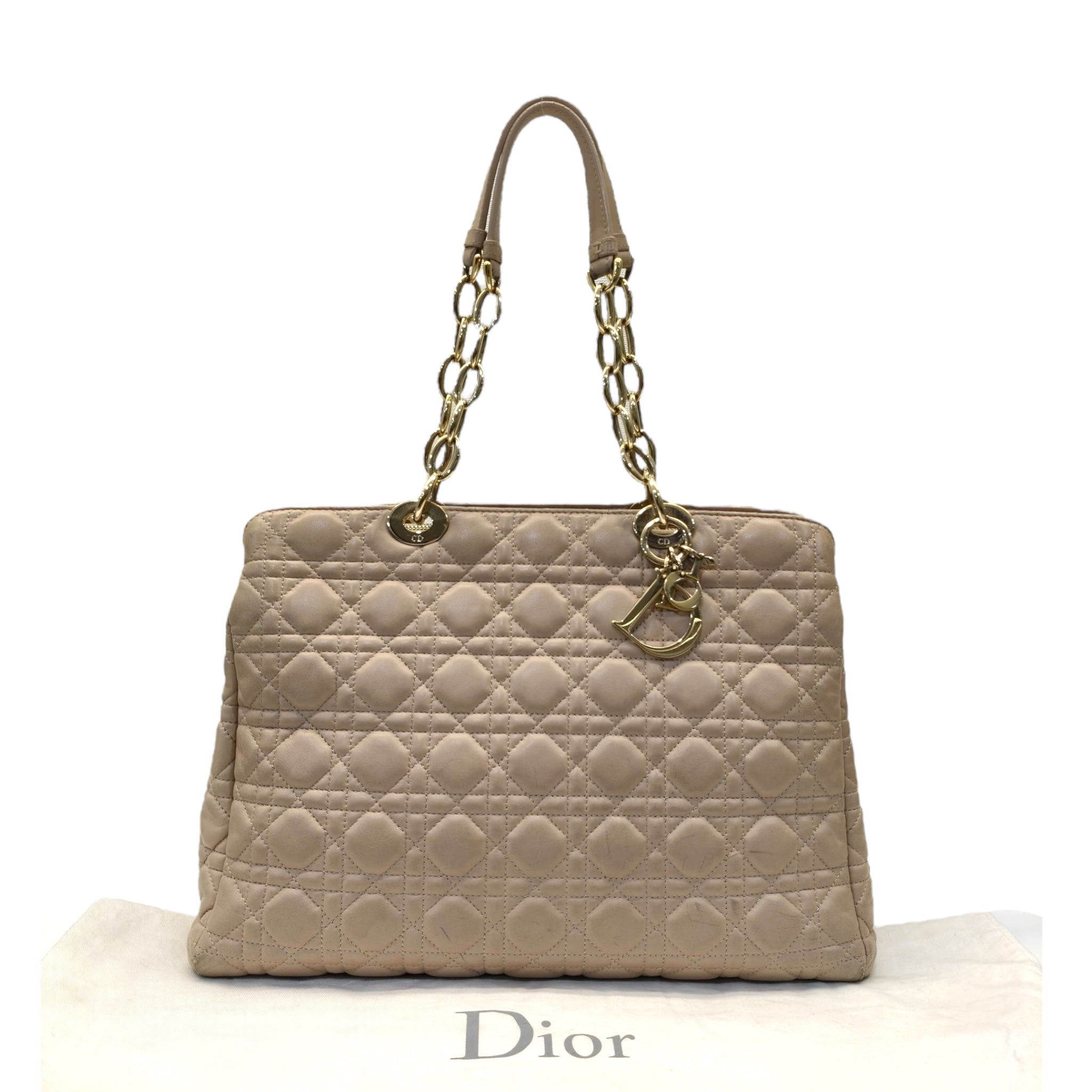 Dior Pink Cannage Quilted Soft Leather Medium Shopping Tote Bag