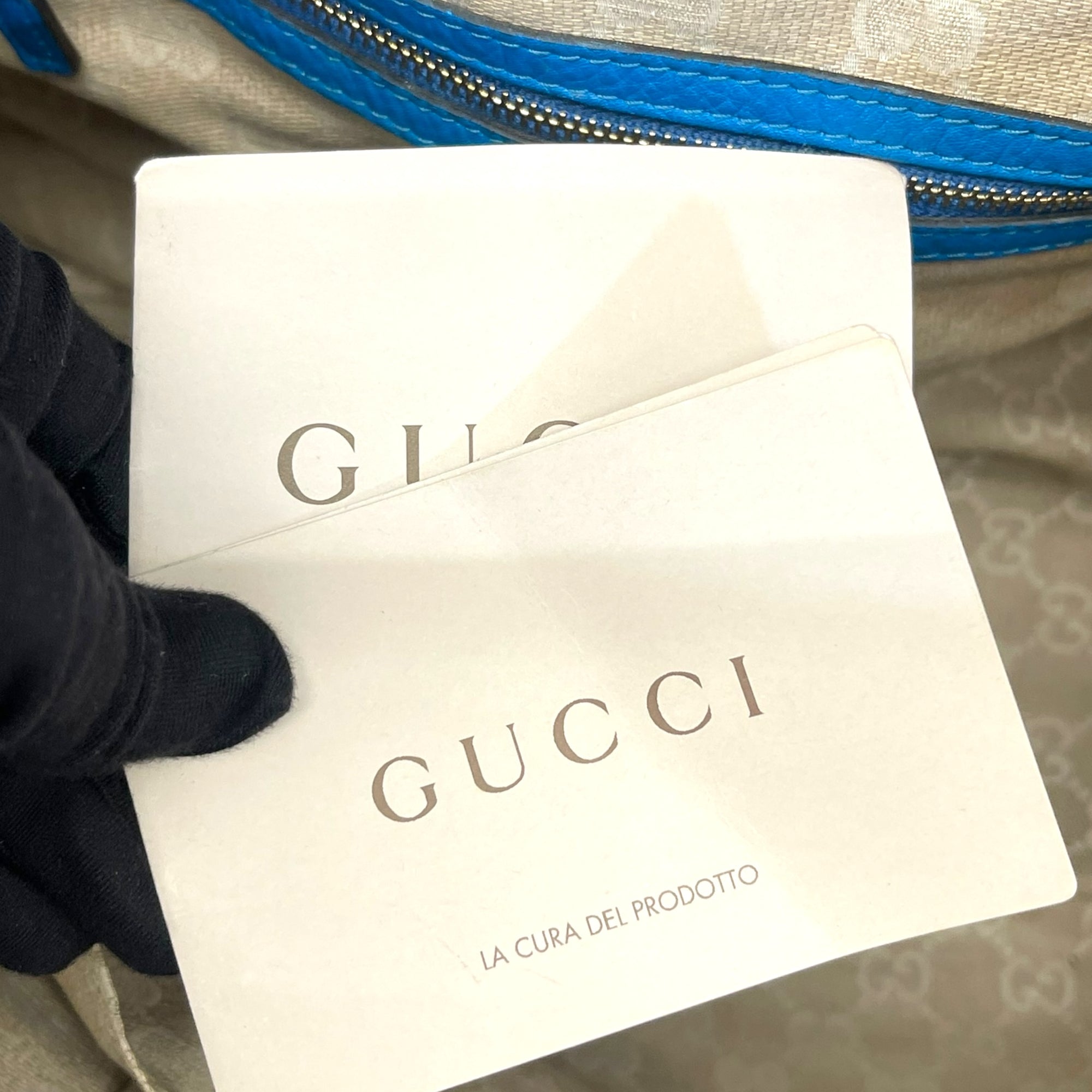 Gucci Blue Leather Medium Diana Bamboo Shoulder Bag