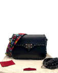 Valentino Rockstud Rolling Black Leather Shoulder Bag