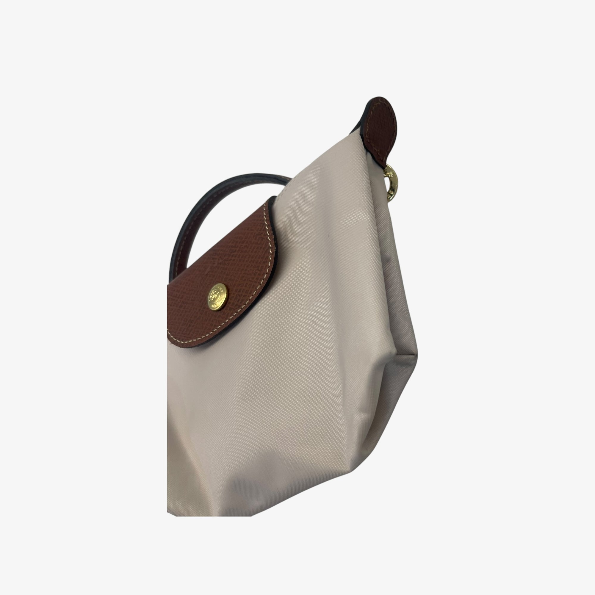 Longchamp Off White Nylon Le Pliage Handle Pouch