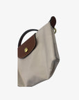 Longchamp Off White Nylon Le Pliage Handle Pouch