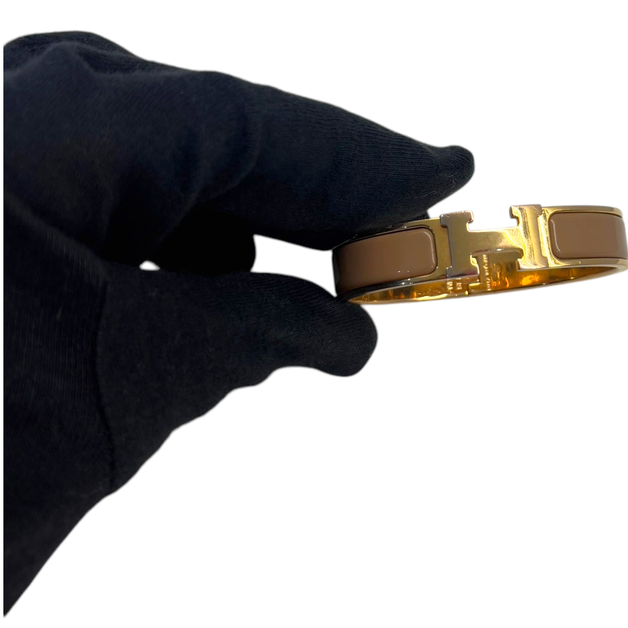Hermes Clic Clac H Enamel Gold Plated Bracelet