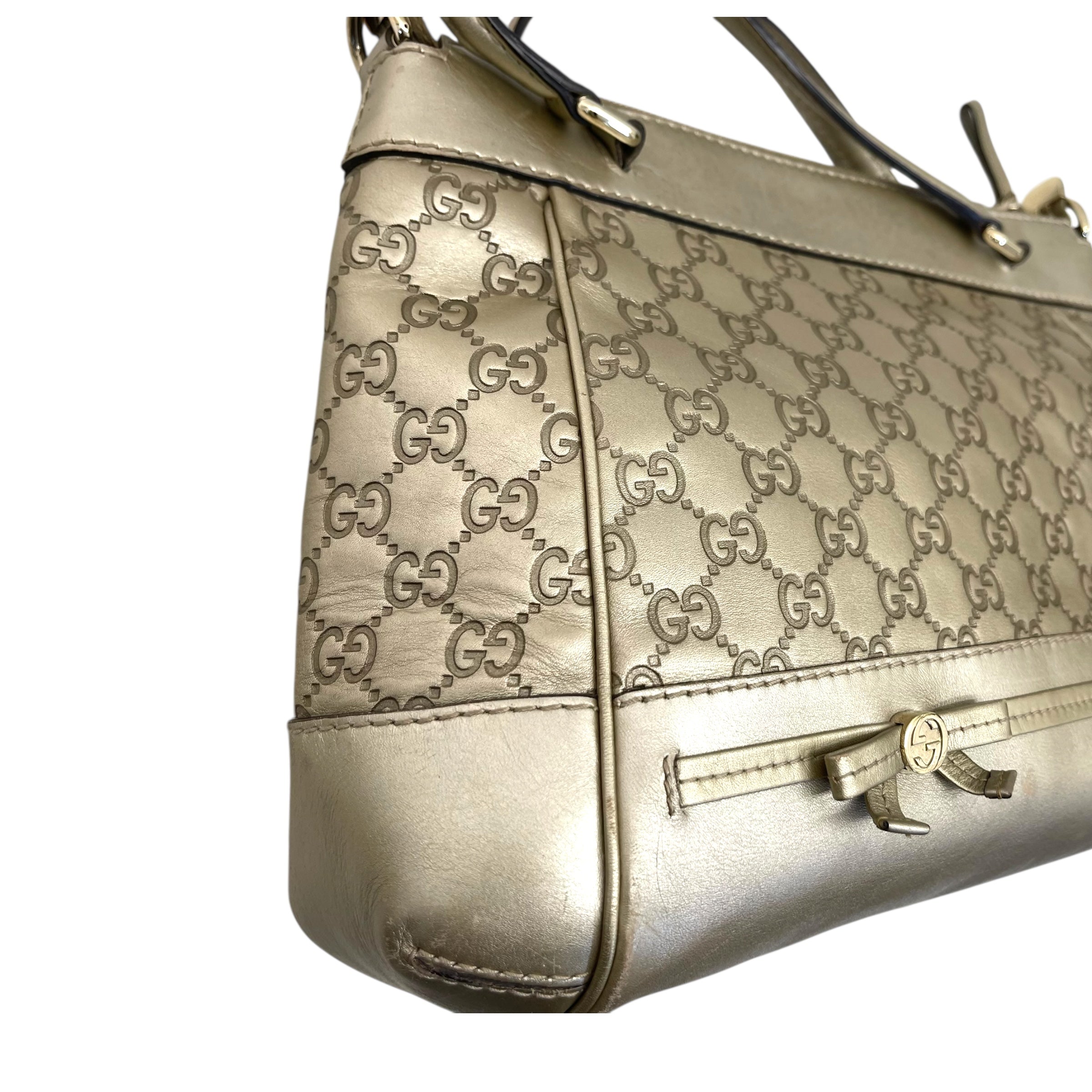 Gucci Gold Leather Guccissima Mayfair Tote Bag