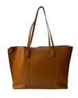 Tory Burch Brown Leather Triple Compartment Perry Tote Bag